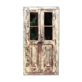Paire magnifique de grandes portes d’obturateur antiques jaunes