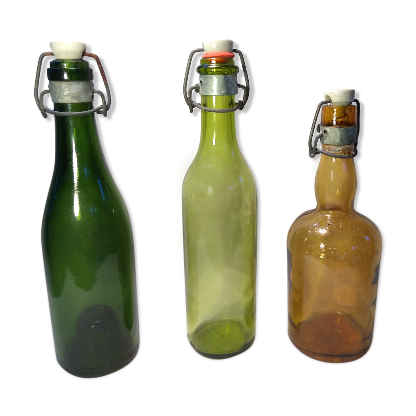 Trio old brewery bottles