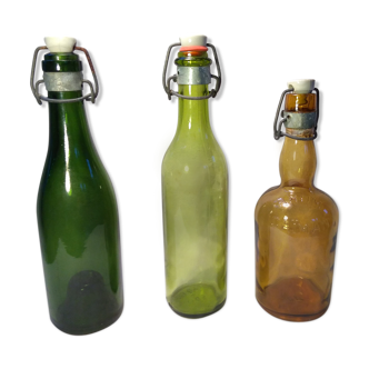 Trio old brewery bottles