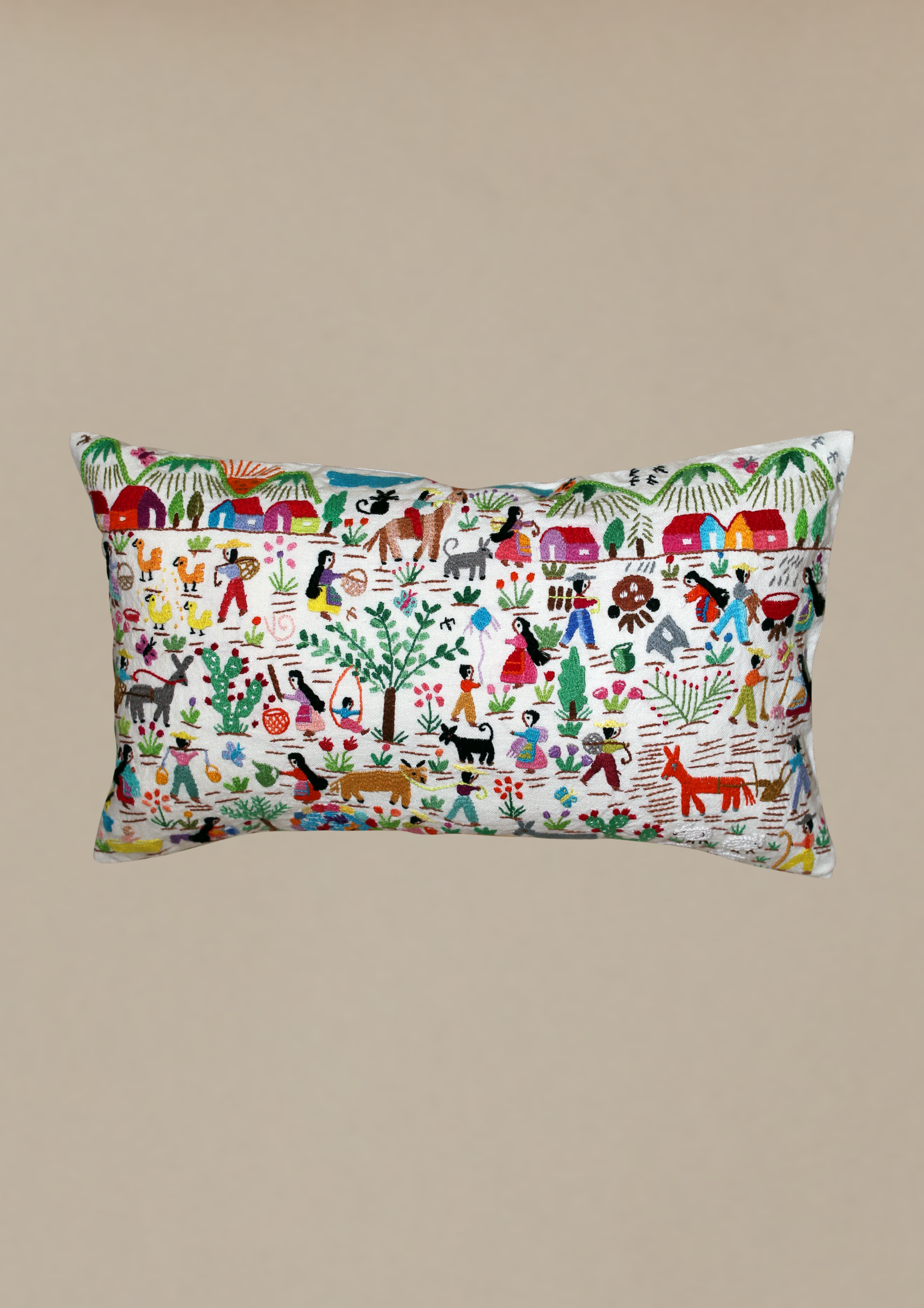 Hand-embroidered cushion