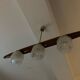 Vintage teak, brass and glass chandelier