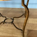 Gueridon 1940 french work ironwork doree plateau eglomise