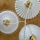 Vintage triple suspension lampshade in white opaline.