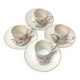 Porcelain de Paris Espresso Cup & Saucer Set: Bird Motif, Gilded, 1950s