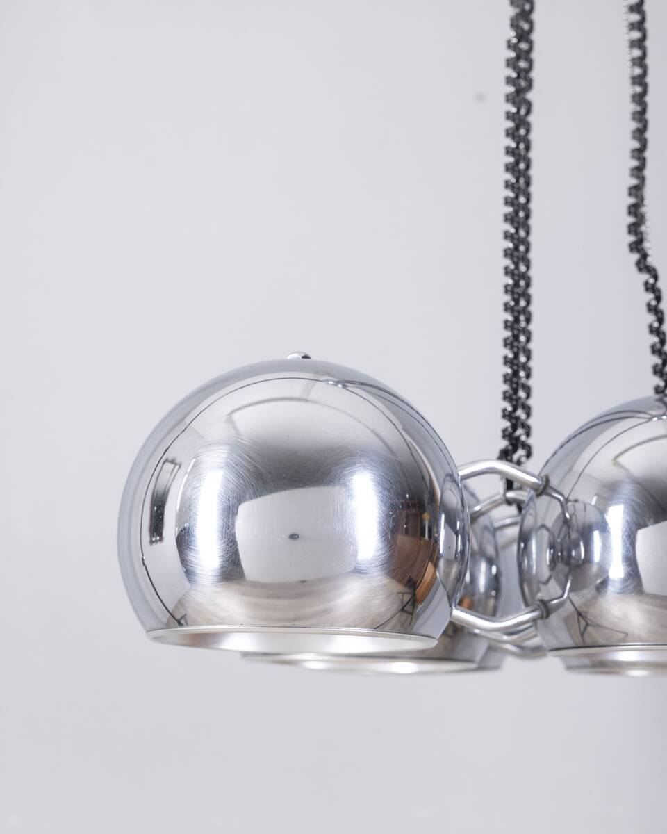 Vintage 1970s chrome-plated chandelier designed by Goffredo Reggiani