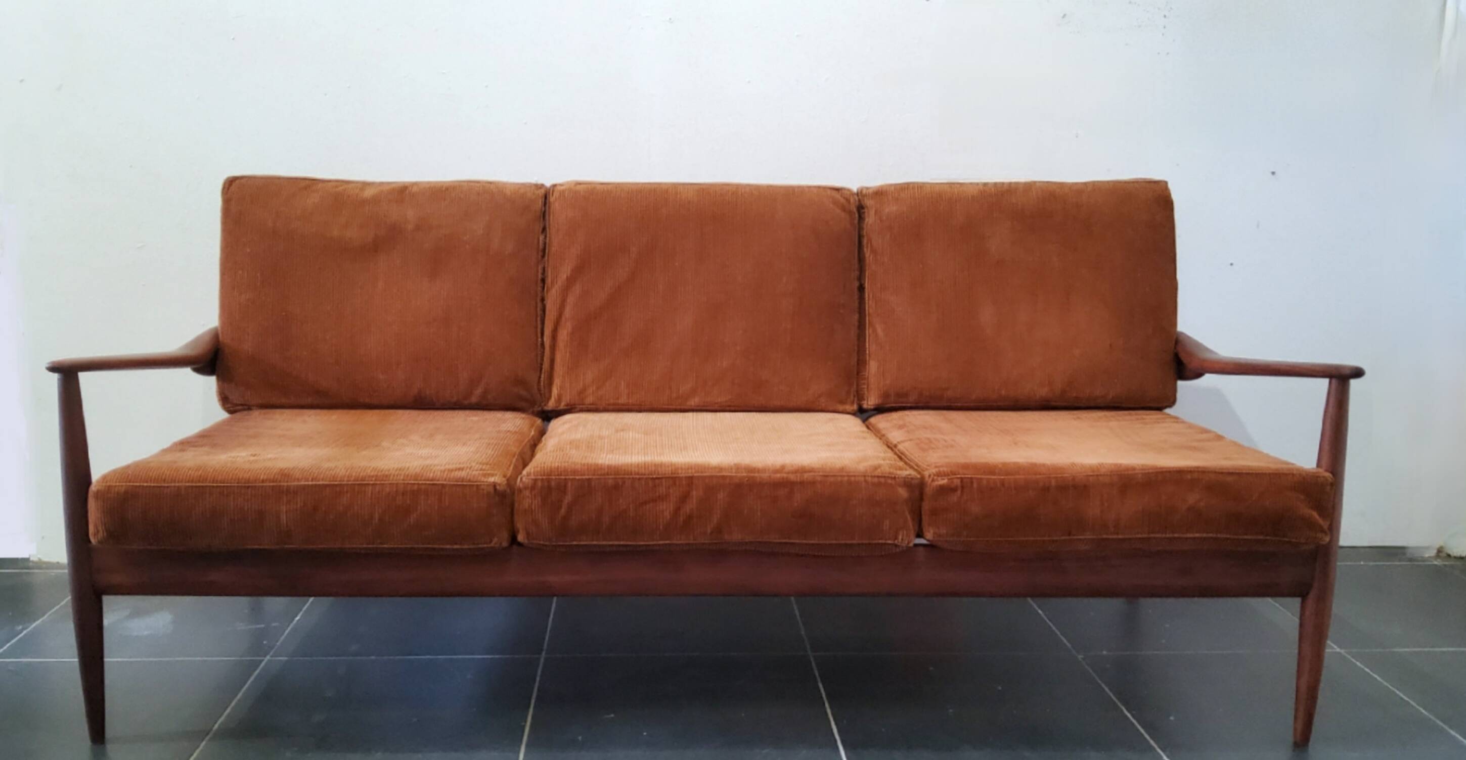 Scandinavian vintage 3-seater sofa in solid wood