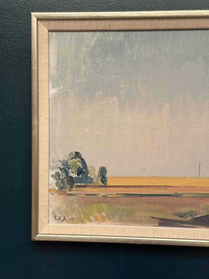 Original Mid Century Swedish Oil on Panel – “Landscape” by Unknown Artist