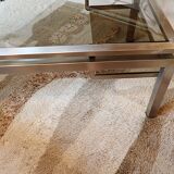 Brushed steel coffee table frame without glass - 1970s