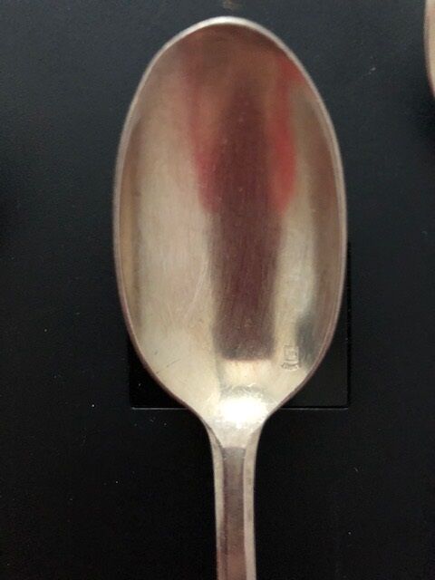 4 antique silver-plated metal teaspoons