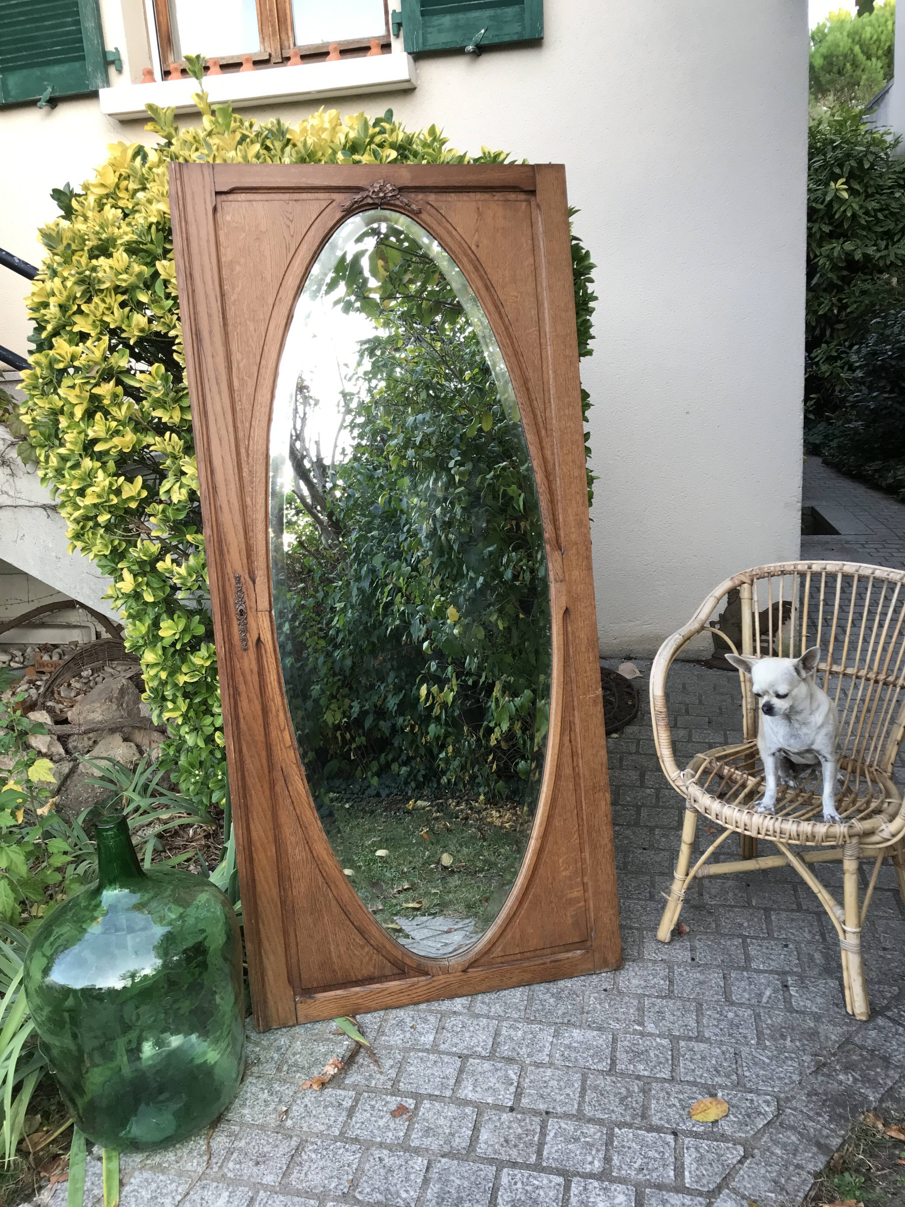 Mirror 1920 old oak cabinet door 164x77cm