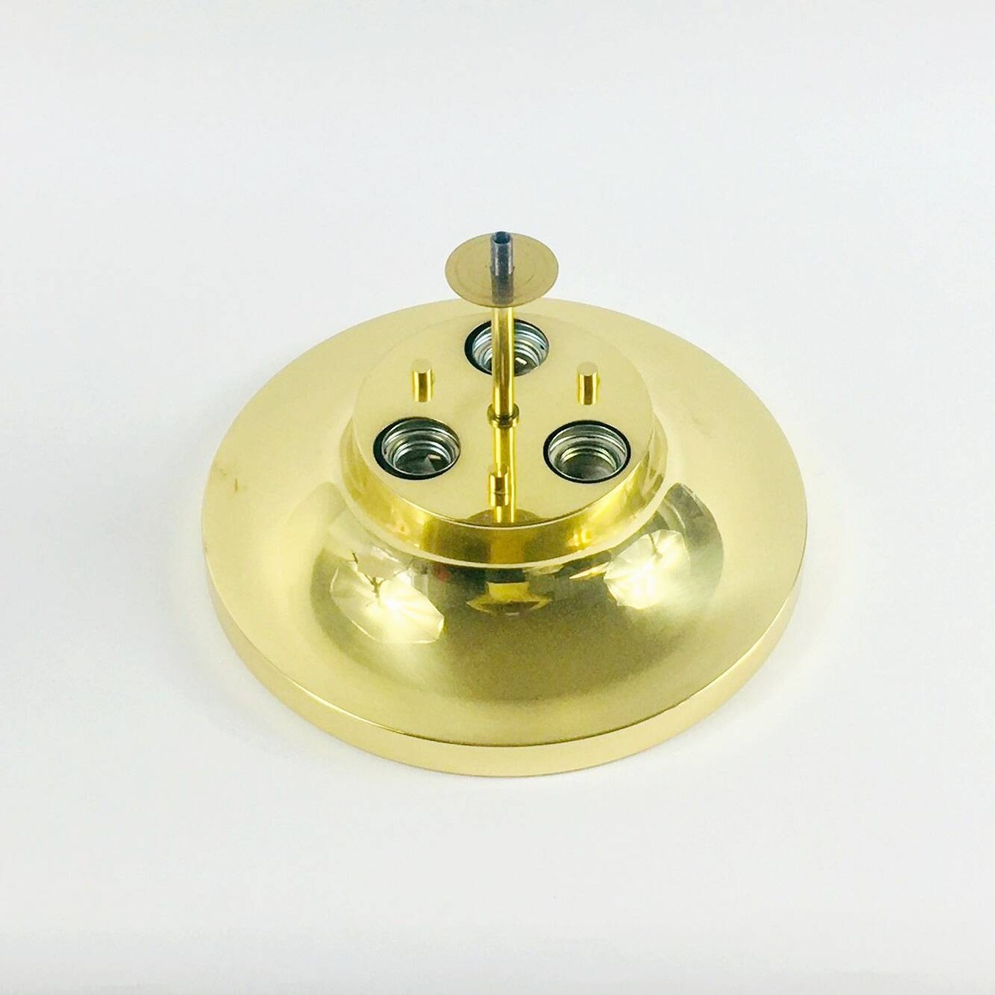Flower shaped brass & glass flush mount from limburg, germany, 1960s