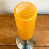 Vintage orange lamp with chrome tulip base and glass shade