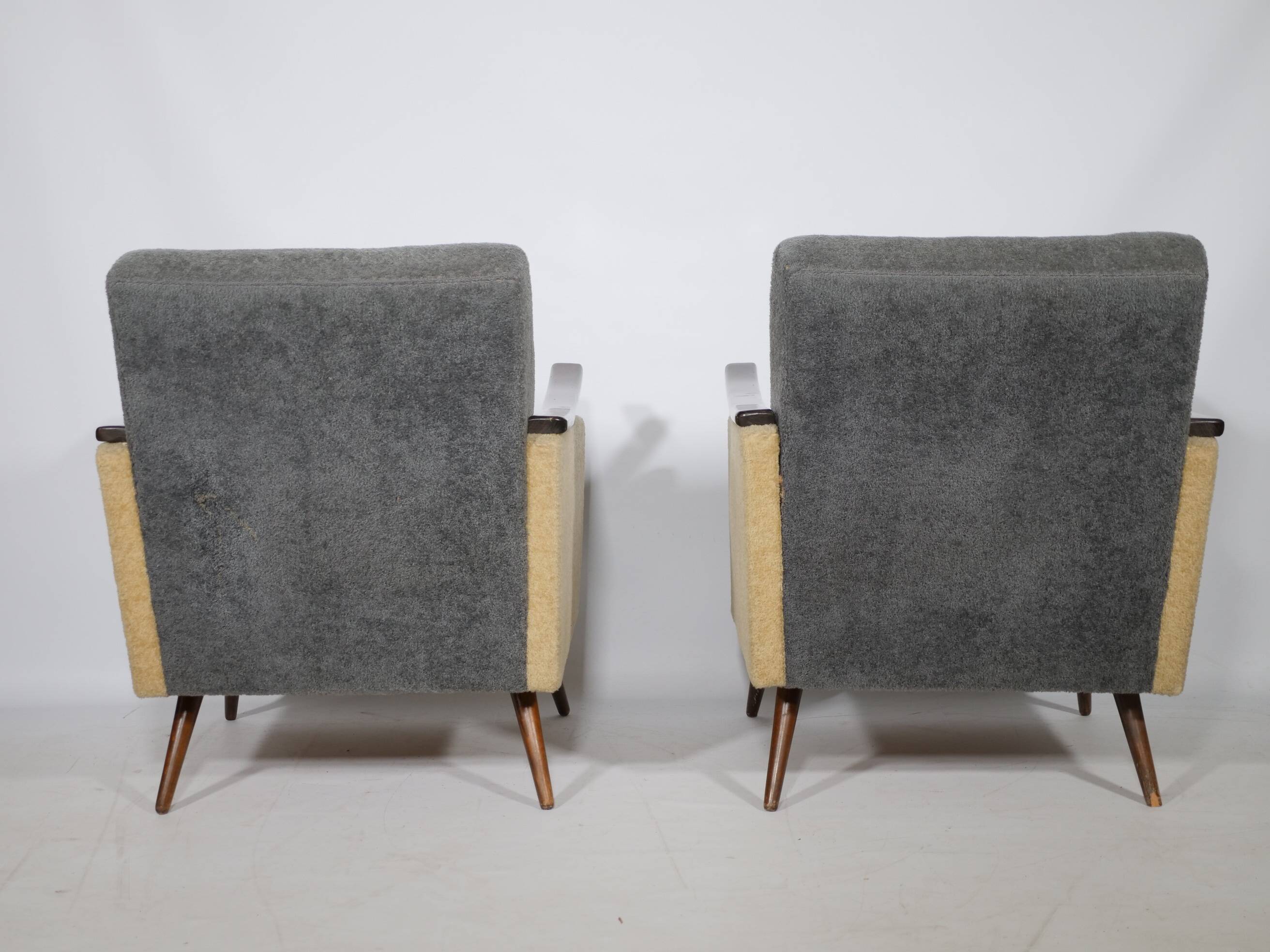 1950s-1960s French armchair set, vintage lounge chairs