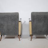 1950s-1960s French armchair set, vintage lounge chairs