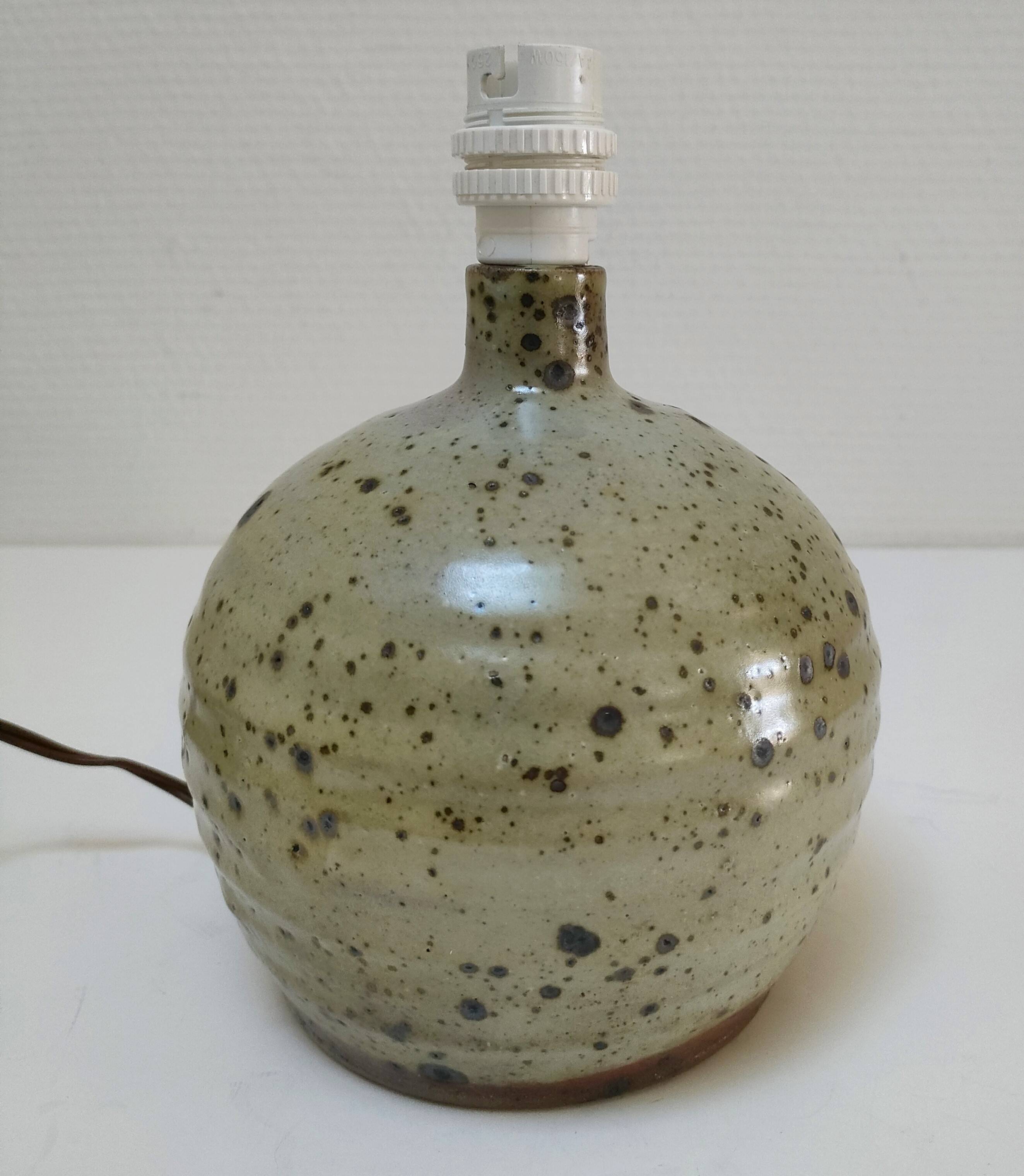 Gustave Tiffoche pyrite enamelled sandstone ball lamp base