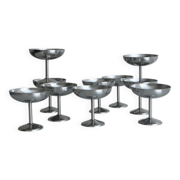 10 stainless steel footed bowls
