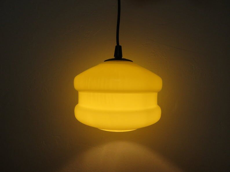 Hanging in yellow opaline 60 70 years