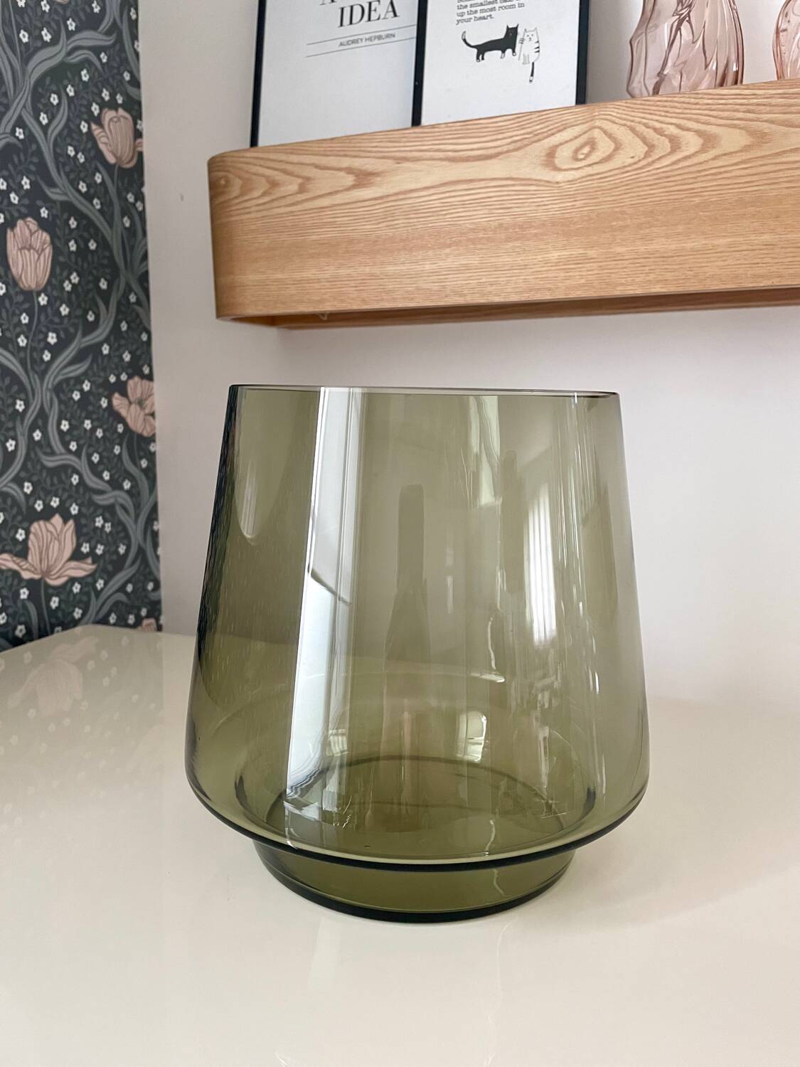 Vintage smoked glass vase/tealight holder