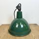 Industrial green enamel factory lamp with cast iron top, 1960s
