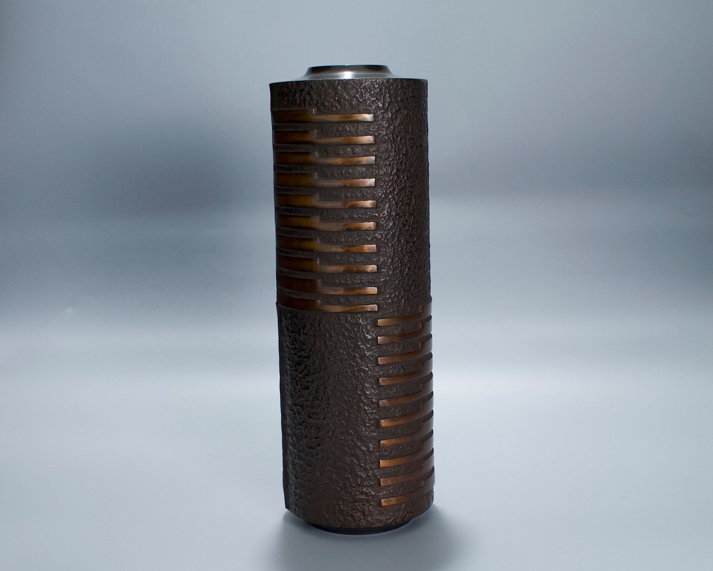Japanese copper vase with black patina