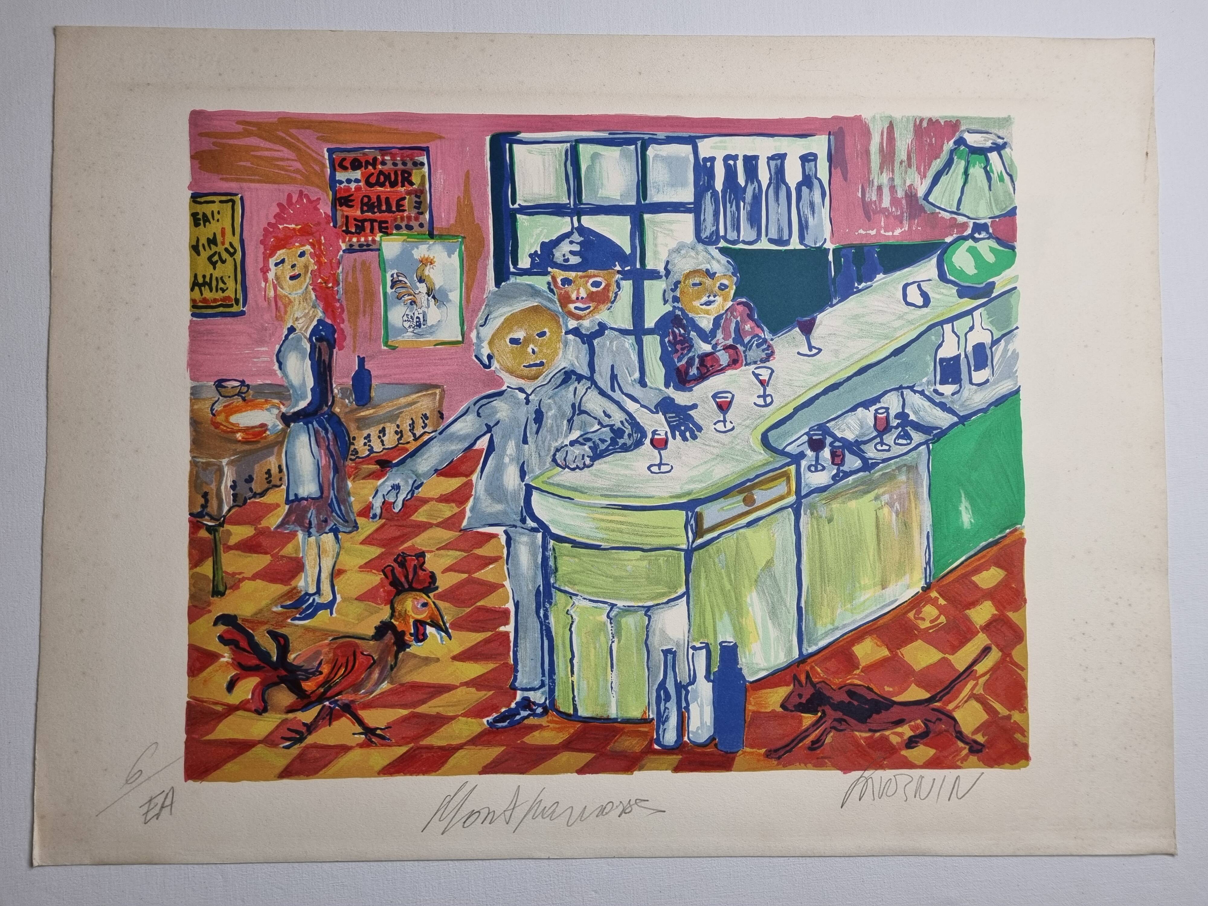 Lithograph, "Montparnasse", artist's proof, numbered signed, 76 x 55 cm