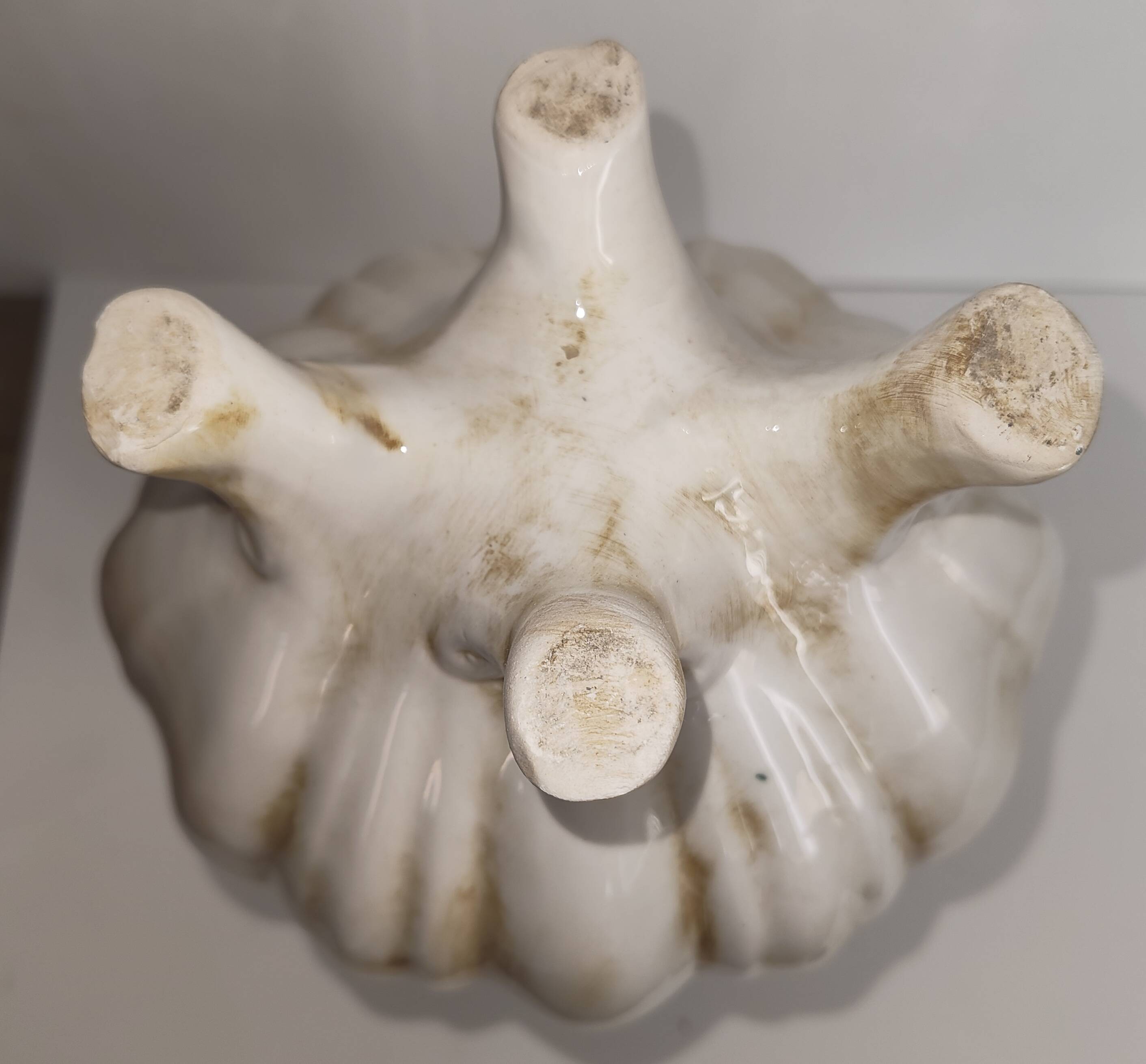 Antique ceramic pot-pourri vase with relief floral decoration.