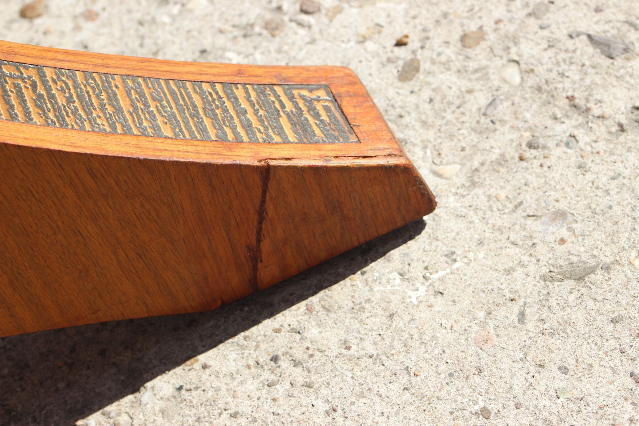 Adjustable dining room table adjustable in teck and copper, denmark, 1950