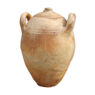 Old glazed terracotta pot with 2 handles