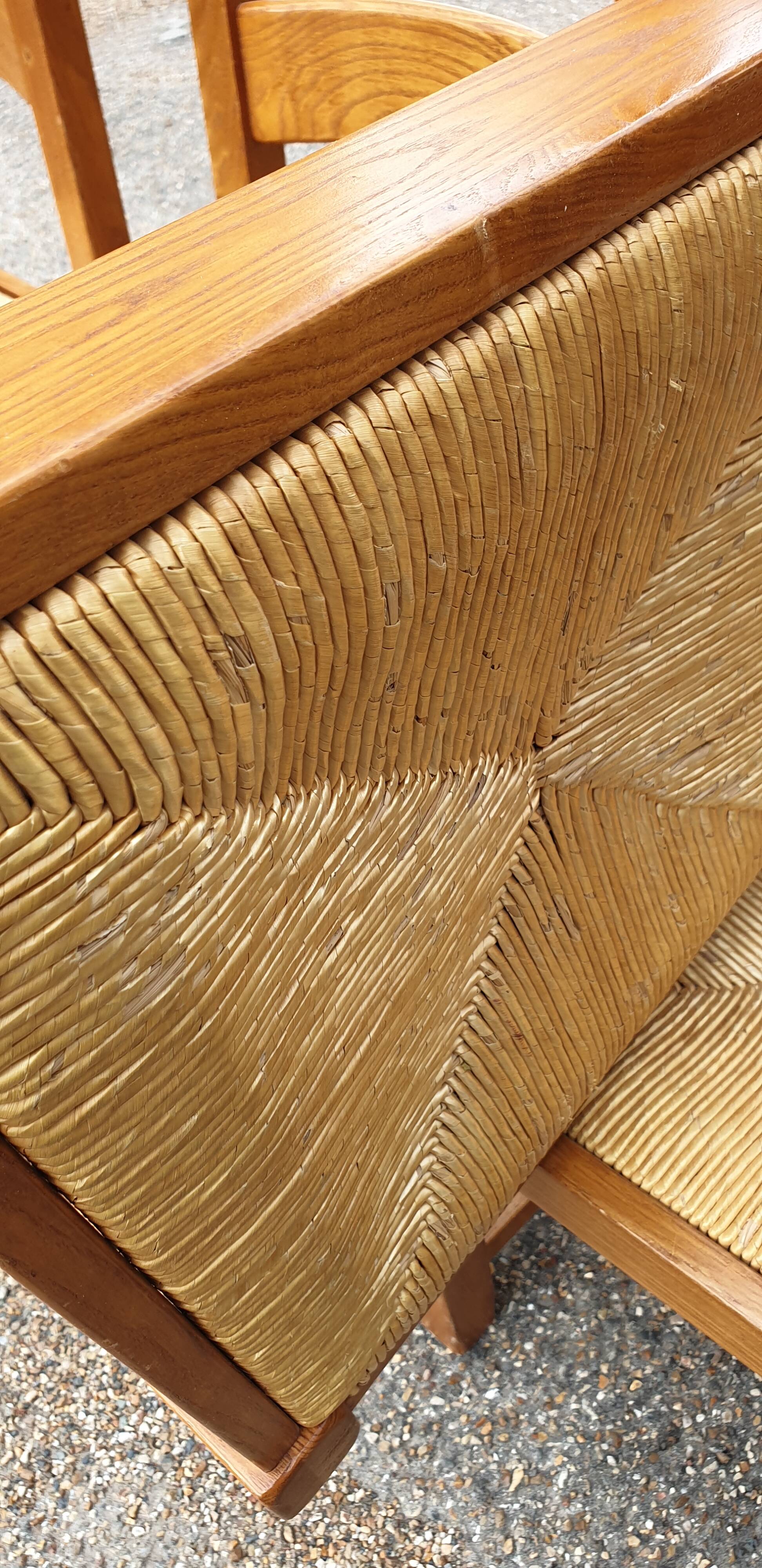 4 solid oak straw chairs