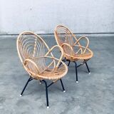 Set of Rattan Lounge Chairs attributed to Rohe Noordwolde, 1960s
