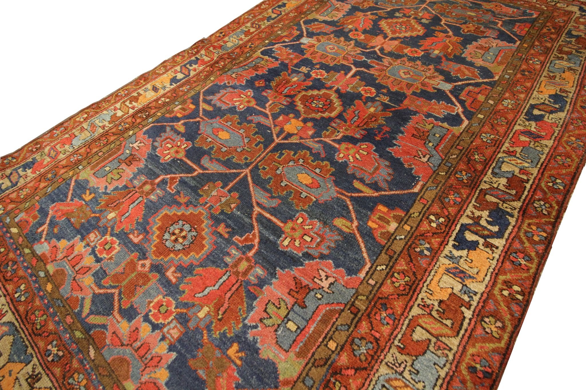 Handwoven Antique Persian Mahal Area Rug, Oriental tribal wool rug- 121x196cm