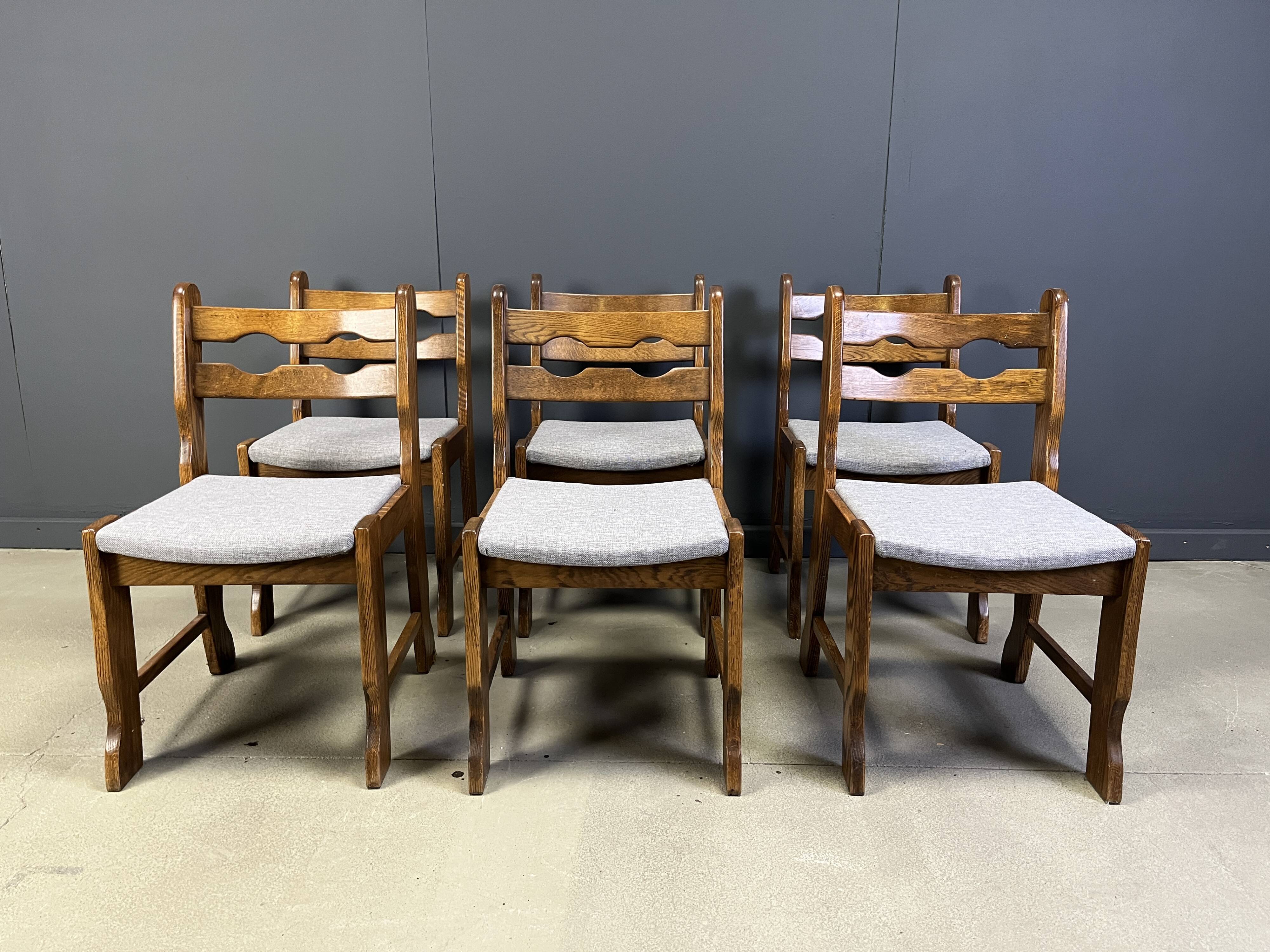 Vintage brutlaist dining chairs, set of 6 - 1960s