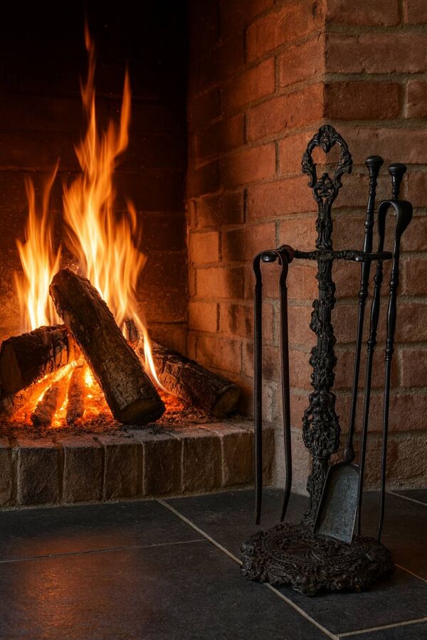 Ancien nécessaire de cheminée en fonte