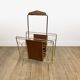 1960s faux leather and brass magazine rack