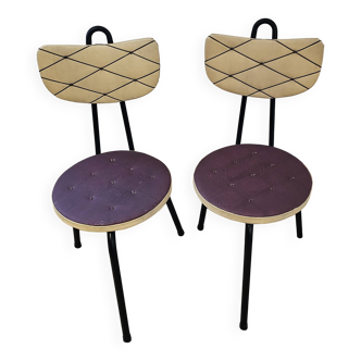 Renovated metal chairs – graphic lines & semi-circular backrest