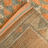 Tapis Kilim Vintage Orange et Beige, Motifs Géométriques Anatoliens