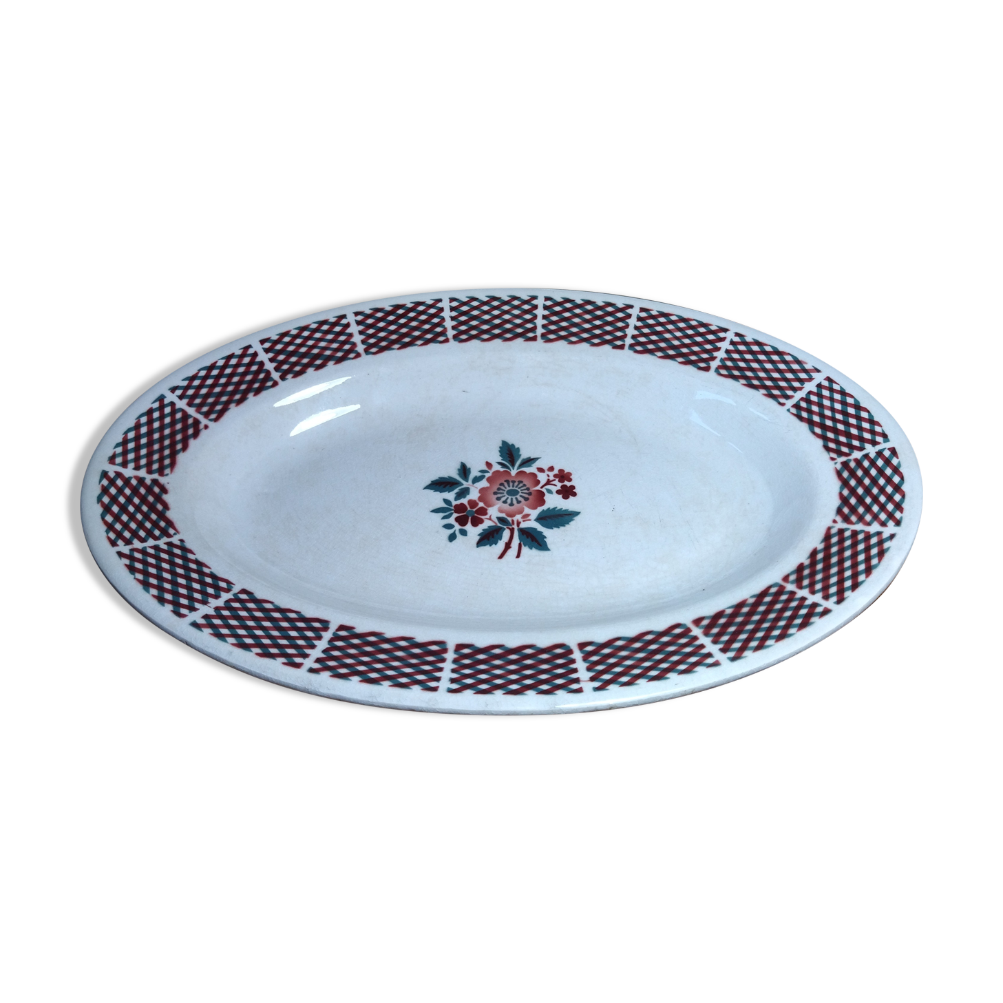 Ancien plat de service motifs fleurs  st amand vintage