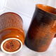 Duo of French-English brown and terracotta cups