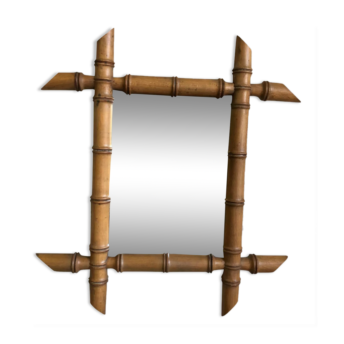 Miroir en bambou vintage 37x41cm