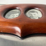 Antique  art nouveau mahogany double frame wood