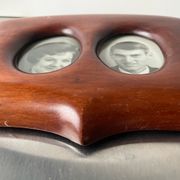 Antique  art nouveau mahogany double frame wood