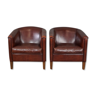 Set of 2 leather armchairs