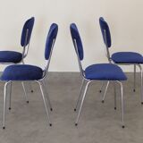 4 chairs 1960 formica velvet blue