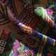Afghan carpet 80s MOTIF VILLAGE IN PRINTEMPS 85x148cm
