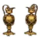 Pair of neo-Renaissance gilt bronze pitchers.