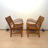 Gelenka Armchairs in Solid Beech Wood, Germany, 1950, Set of 2