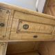 Hand-painted brown wooden dressing table with integrated mirror — early 20th century