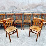 Series of 8 chairs bistro wood curve