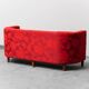Divano à trois postes en tessuto floreale rosso anni '60 vintage modernariato