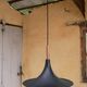 Vintage tulip hanging lamp in black metal and copper